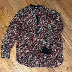 Rag & Bone black and red leopard silk top